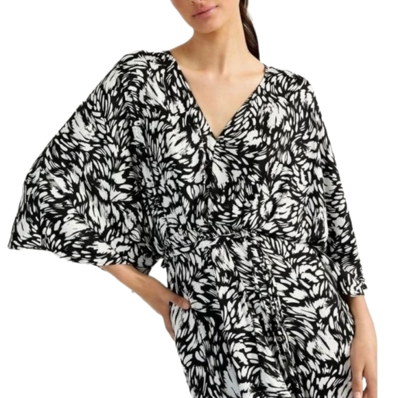 Wayne Cooper Monochrome V Neck Dolman Sleeve Midi Dress Size 14 NWT - Picture 8 of 9